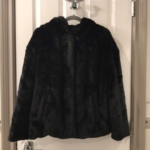 Zara, brand new fur short jacket with hood.